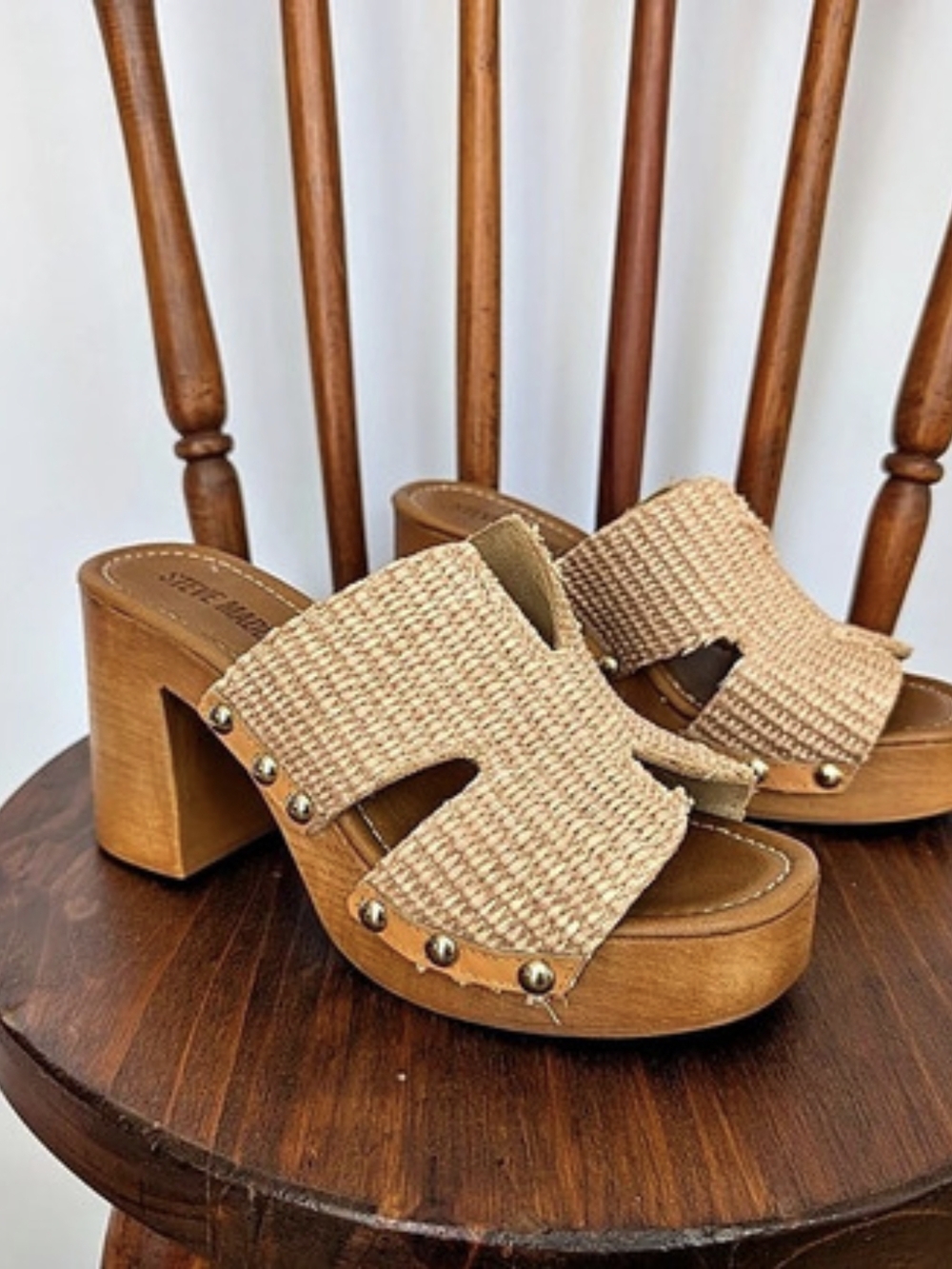 STEVE MADDEN SUNKISSED Woven Platform Mules - 8